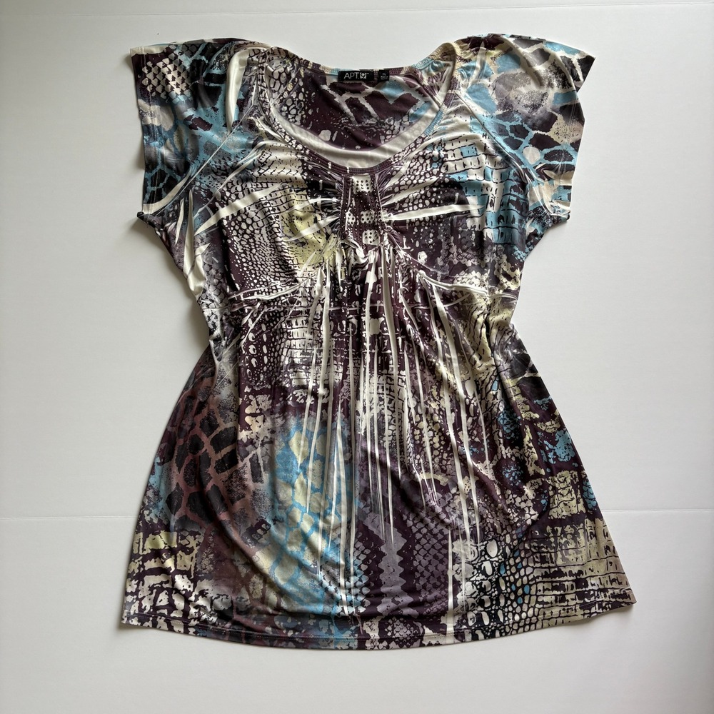 Y2K APT. 9 Women's Animal Print Rhinestone Ruched Empire Waist Top
